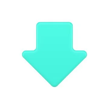 Turquoise down arrow 3d icon. Downward movement symbol Illustrazione stock