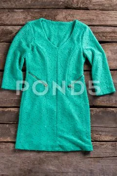 Turquoise Dress With Zipper Pockets.