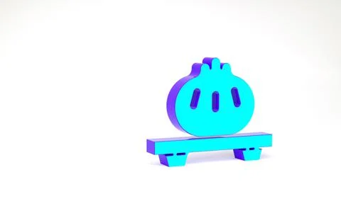 Turquoise Dumpling on cutting board icon isolated on white background. Tradit Stock Illustration