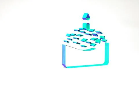 Turquoise Easter cake and candle icon isolated on white background. Happy Eas Illustrazione stock