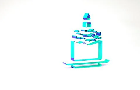 Turquoise Easter cake and candle icon isolated on white background. Happy Eas Illustrazione stock