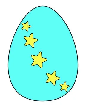 Turquoise Easter egg with stars painted on it - vector full-color picture. Stock Illustration