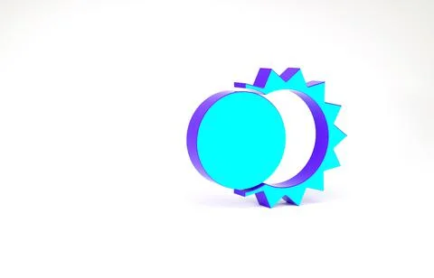 Turquoise Eclipse of the sun icon isolated on white background. Total sonar e Stock Illustration