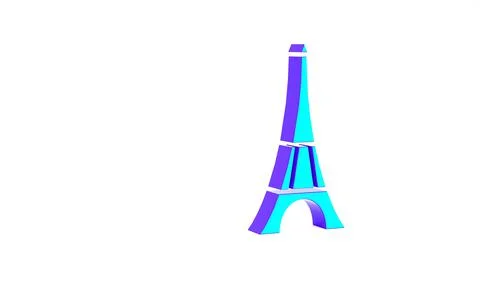 Turquoise Eiffel tower icon isolated on white background. France Paris landma イラスト素材