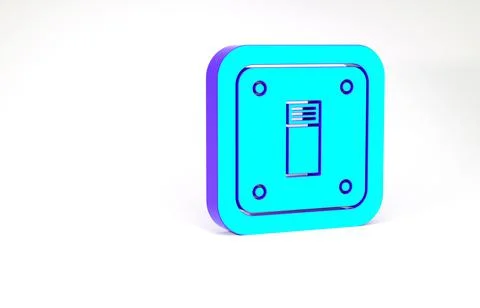Turquoise Electric light switch icon isolated on white background. On and Off Stock Illustration