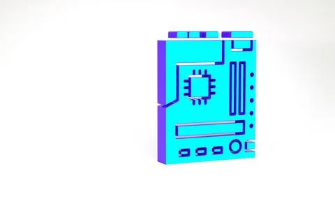 Turquoise Electronic computer components motherboard digital chip integrated  Stock Illustration