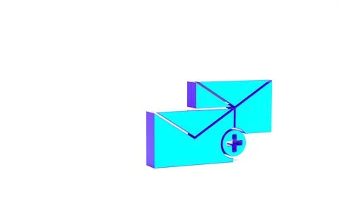 Turquoise Envelope icon isolated on white background. Received message concep Illustrazione stock