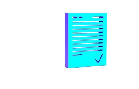 Turquoise Exam sheet with check mark icon isolated on white background. Test  Stock Illustration