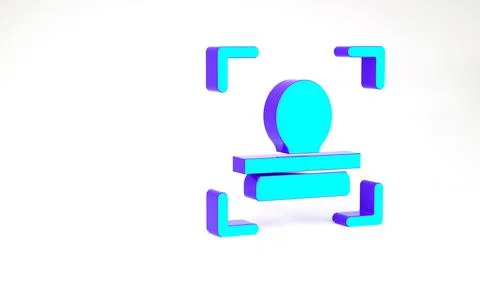 Turquoise Face recognition icon isolated on white background. Face identifica Stock Illustration