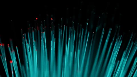 Turquoise Fiber Optic Close-Up, High Speed Data Transmission Concept Stock Footage 332017735
