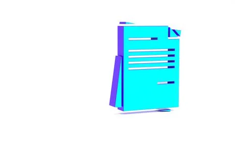 Turquoise File document icon isolated on white background. Checklist icon. Bu Stock Illustration
