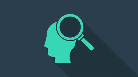 Turquoise Finding a problem in psychology icon isolated on blue background. 4K Stock Footage 146149531