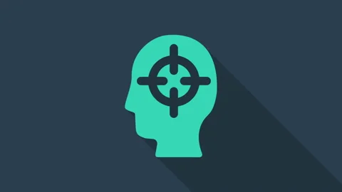 Turquoise Finding a problem in psychology icon isolated on blue background. 4K Stock Footage 146149797
