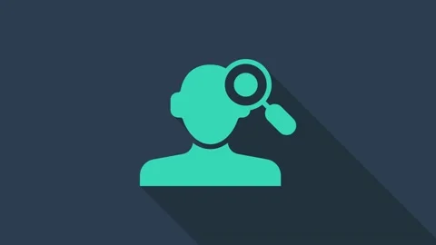 Turquoise Finding a problem in psychology icon isolated on blue background. 4K Stock Footage 167860949