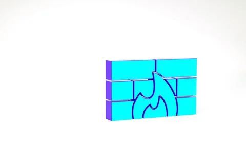 Turquoise Firewall, security wall icon isolated on white background. Minimali Stock Illustration