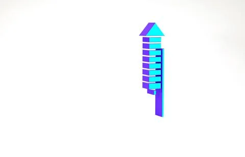Turquoise Firework rocket icon isolated on white background. Concept of fun p Stock Illustration
