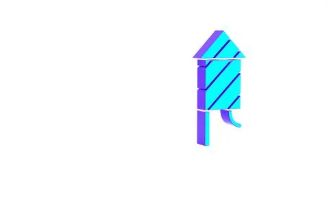 Turquoise Firework rocket icon isolated on white background. Concept of fun p Stockillustratie