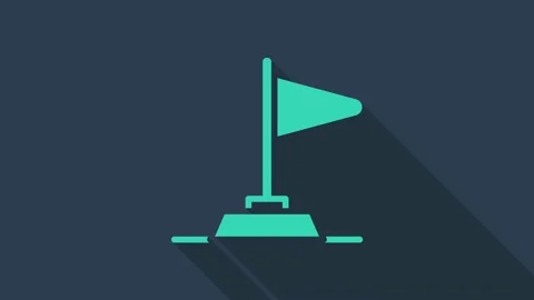 Turquoise Flag icon isolated on blue background. Victory, winning and conquer Stock Footage 155543685