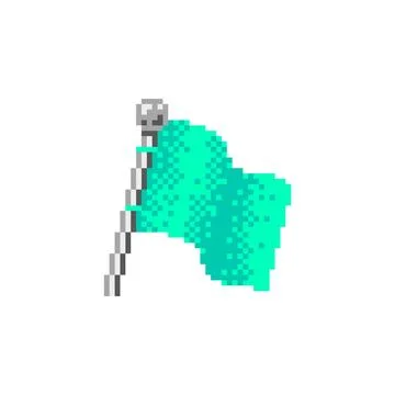 Turquoise Flag in Pixel Art Stock Illustration