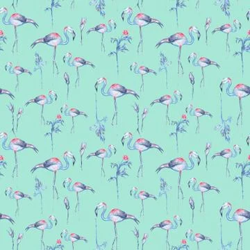 Turquoise Flamingo Pattern Stock Illustration