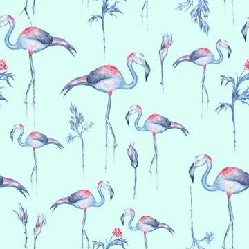 Turquoise Flamingo Pattern Stock Illustration