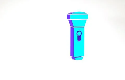 Turquoise Flashlight icon isolated on white background. Minimalism concept. 3 스톡 일러스트