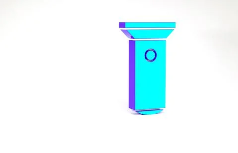 Turquoise Flashlight icon isolated on white background. Minimalism concept. 3 Stock Illustration
