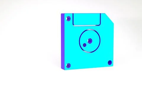 Turquoise Floppy disk for computer data storage icon isolated on white backgr Stock Illustration