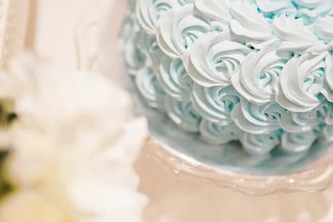 Turquoise Floral Design Cake Dessert for Party and Event Stock Photos