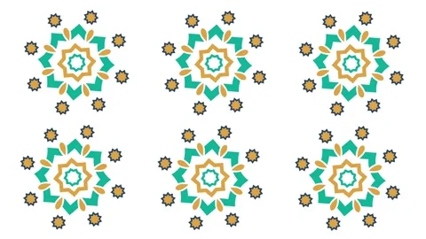 Turquoise Floral Geometry Pattern Stock Footage 335622507
