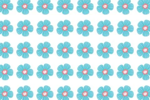 Turquoise Floral Pattern on White Background Beautiful and Delicate Design Stock Illustration