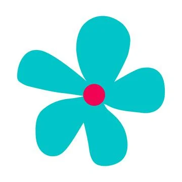 Turquoise flower. Vector illustration in the doodle style. Stock Illustration