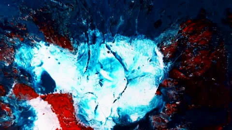Turquoise Fluid Acrylic Explosion Abstract Macro Paint Background Stock Footage 342355136