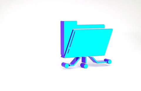 Turquoise Folder and lock icon isolated on white background. Cyber defense. S Stock Illustration