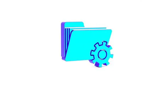 Turquoise Folder settings with gears icon isolated on white background. Softw Stock-Illustration