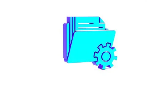 Turquoise Folder settings with gears icon isolated on white background. Softw Stock-Illustration