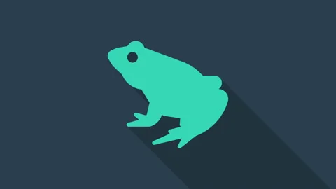 Turquoise Frog icon isolated on blue background. Animal symbol. 4K Video motion Stock Footage 146149407