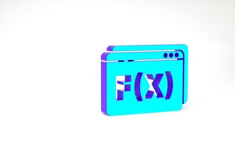 Turquoise Function mathematical symbol icon isolated on white background. Min Illustrazione stock