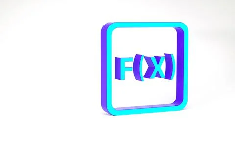 Turquoise Function mathematical symbol icon isolated on white background. Min Stock Illustration