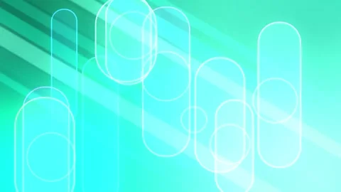 Turquoise gradient with glowing rounded geometric outlines, Seamless Loop Stock Footage 341858410