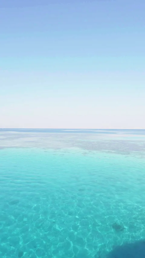 Turquoise Gradient Sea and Coral Reef from Above, Red Sea Stock Footage 343328361