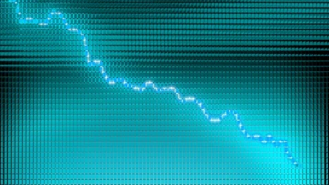 Turquoise Graph moving down on chart as recession or financial crisis 3d animati Stock Footage 103310372