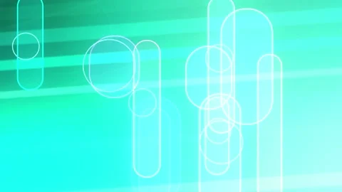 Turquoise green gradient with glowing rounded geometric outlines, Seamless Loop Stock Footage 341858445