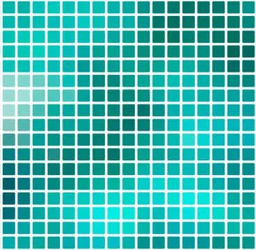 Turquoise green rounded mosaic background over white square Stock Illustration