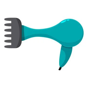 Turquoise hair dryer with diffuser attachment creating trendy hairstyles Illustration