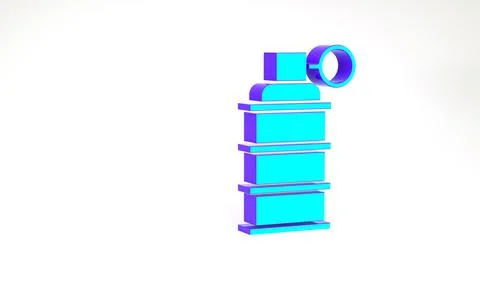 Turquoise Hand grenade icon isolated on white background. Bomb explosion. Min 스톡 일러스트