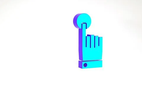 Turquoise Hand touch and tap gesture icon isolated on white background. Click イラスト素材