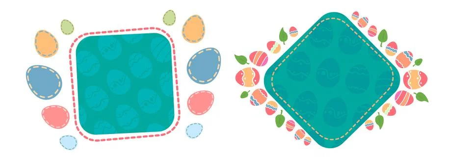 Turquoise Happy Easter day speech bubble with color eggs. Holy Easter day banner Stockillustratie