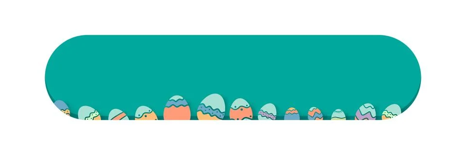 Turquoise Happy Easter day speech bubble with color eggs. Holy Easter day banner Stockillustratie