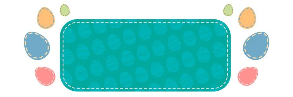Turquoise Happy Easter day speech bubble with color eggs. Holy Easter day banner Stockillustratie